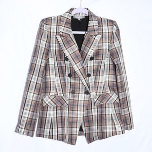 Plaid Blazer Doubled Breasted Jacket